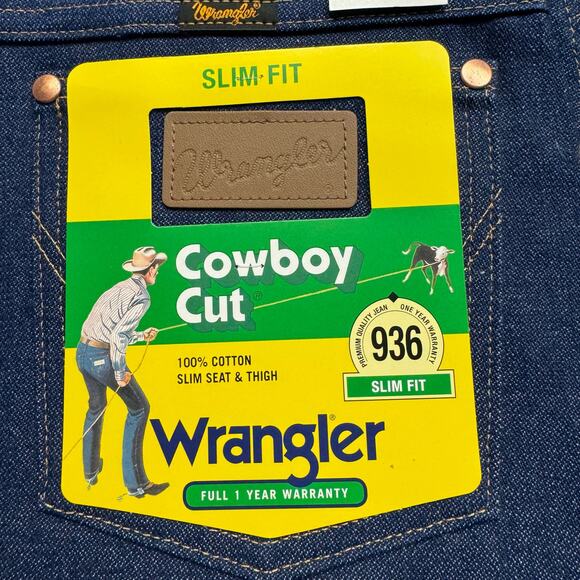 Wrangler Bootcut 936DEN Cowboy Cut Regular Fit Jeans Mens 36 x 38 Dark Blue - Picture 7 of 8